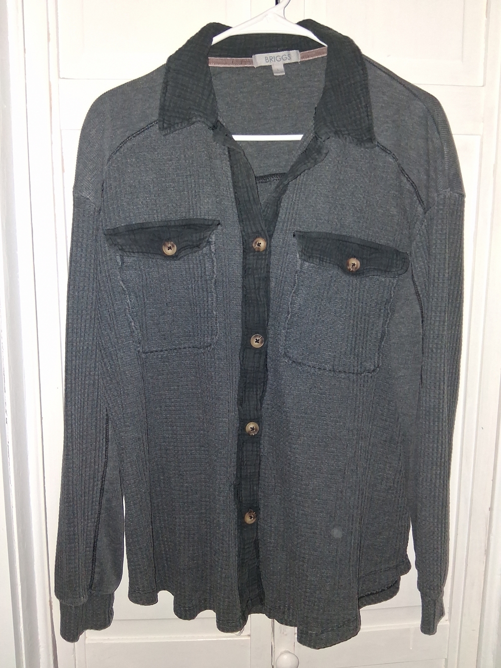 Briggs New York Women's Dark Gray Button-Up Knit Jacket
